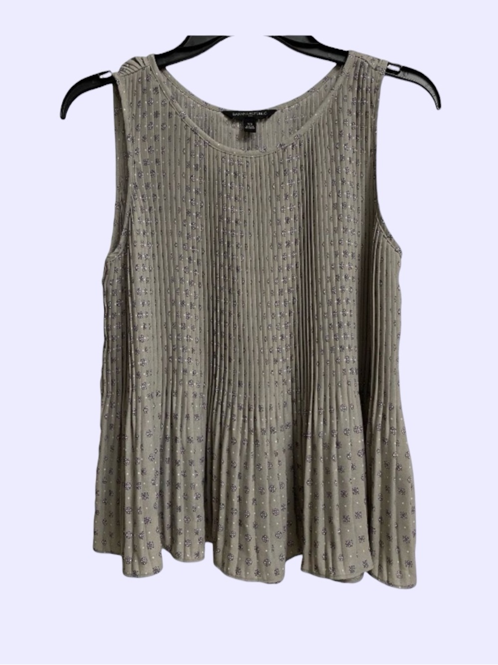 Banana Republic Sleeveless Floral Pleated Top XS Grey Purple Summer Coastal Cute